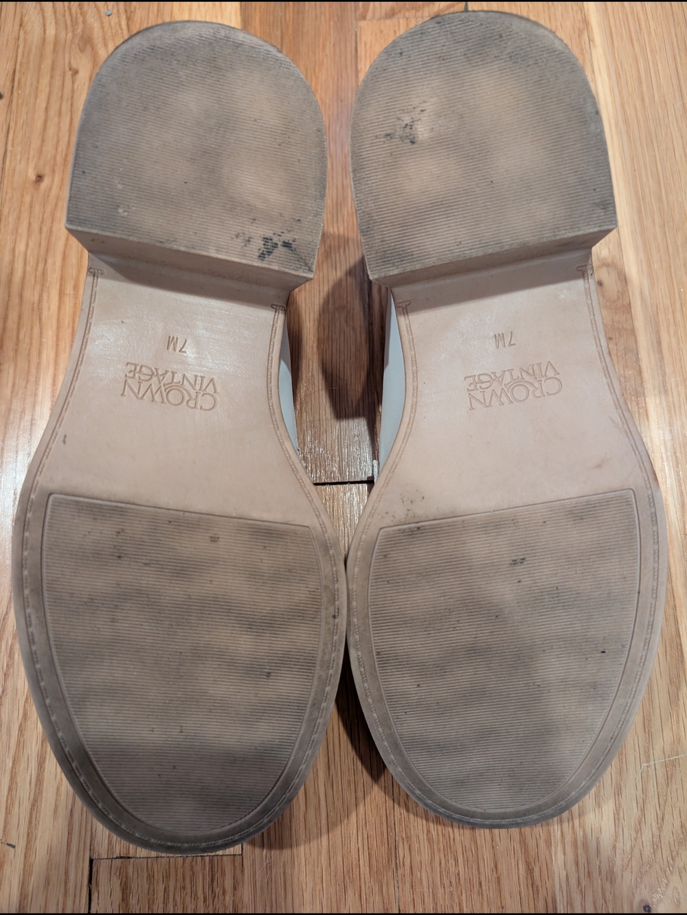 White Leather Chunky Penny Loafers - Crown Vintage - Picture 5 of 6